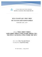 Thực hiện video giới thiệu khoa công nghệ thông tin   trường cao đẳng công nghệ thủ đức báo cáo kết quả thực hiện đề tài sáng kiến kinh nghiệm năm học 2016 2017