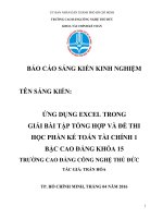 Ứng dụng excel trong giải bài tập tổng hợp và đề thi học phần kế toán tài chính 1 bậc cao đẳng khóa 15 trường cao đẳng công nghệ thủ đức