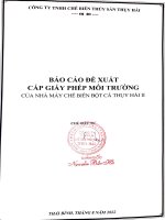 BÁO CÁO ĐỀ XUẤT CẤP GIẤY PHÉP MÔI TRƯỜNG Nhà máy chế biến bột cá Thụy Hải 2