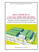 Báo cáo đề xuất cấp Giấy phép môi trường của Dự án “Nhà máy sản xuất dược Bảo Châu” tại Cụm công nghiệp Hợp Hải – Kinh Kệ, xã Phùng nguyên, huyện Lâm Thao, tỉnh Phú Thọ của Công ty CP tập đoàn dược Bảo Châu