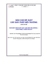 BÁO CÁO ĐỀ XUẤT CẤP GIẤY PHÉP MÔI TRƯỜNG CỦA CƠ SỞ NHÀ MÁY SẢN XUẤT VẬT LIỆU BẢO ÔN (NÓNG) – CÁCH NHIỆT CANXI SILICAT