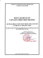 Báo cáo đề xuất cấp Giấy phép môi trường SẢN XUẤT SILICATE CAO CẤP VÀ DỊCH VỤ THƯƠNG MẠI