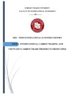 MID – TERM INTERNATIONAL ECONOMICS REPORT    TOPICINTERNATIONAL CARBON TRADING AND   VIETNAM’S CARBON TRADE PROSPECTS FROM COP26