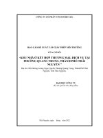 BÁO CÁO ĐỀ XUẤT CẤP GIẤY PHÉP MÔI TRƯỜNG CỦA CƠ SỞ: “KHU NHÀ Ở KẾT HỢP THƯƠNG MẠI, DỊCH VỤ TẠI PHƯỜNG QUANG TRUNG, THÀNH PHỐ THÁI NGUYÊN