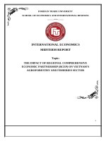 INTERNATIONAL ECONOMICS  MIDTERM REPORT    Topic:  THE IMPACT OF REGIONAL COMPREHENSIVE ECONOMIC PARTNERSHIP (RCEP) ON VIETNAMS AGROFORESTRY AND FISHERIES SECTOR