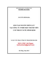 Luận văn Thạc sĩ Quản trị kinh doanh: Đào tạo nguồn nhân lực tại Công ty TNHH một thành viên cấp thoát nước Bình Định