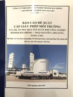 Báo cáo đề xuất cấp giấy phép môi trường của dự án: Dự án nhà máy sản xuất khí công nghiệp Messer Hải Phòng – Thái Nguyên 2 (Bổ sung, nâng cấp)