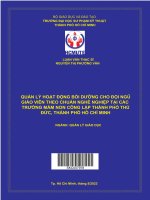 (Luận văn thạc sĩ) quản lý hoạt động bồi dưỡng cho đội ngũ giáo viên theo tiêu chuẩn nghề nghiệp tại các trường mầm non công lập thành phố thủ đức, thành phố hồ chí minh
