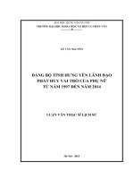 Luận Văn Phát Huy Vai Trò Của Phụ Nữ Từ Năm 1997 Đến Năm 2014.Pdf