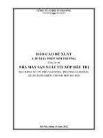 BÁO CÁO ĐỀ XUẤT CẤP GIẤY PHÉP MÔI TRƯỜNG Của cơ sở NHÀ MÁY SẢN XUẤT TÚI XỐP SIÊU THỊ