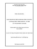 Luận văn thạc sĩ đảng bộ huyện trùng khánh (tỉnh cao bằng) lãnh đạo phát triển kinh tế   xã hội từ năm 2010 đến năm 2020