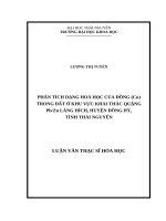 Luận văn thạc sĩ phân tích dạng hóa học của đồng (cu) trong đất khu vực khai thác quặng ph zn làng hích, huyền đồng hỷ, tỉnh thái nguyên