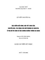 Đặc điểm kiểu hình, nội tiết sinh sản, chuyển hóa, tác động của metformin và inositol ở phụ nữ vô sinh có hội chứng buồng trứng đa nang.