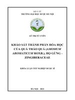 [Kl-Hup] Khảo Sát Thành Phần Hóa Học Của Quả Thảo Quả (Amomum Aromaticum Roxb.), Họ Gừng (Zingiberaceae).Pdf