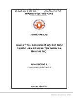 Quản lý thu bảo hiểm xã hội bắt buộc tại bảo hiểm xã hội huyện thanh ba, tỉnh phú thọ