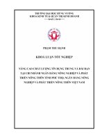 Nâng cao chất lượng tín dụng trung và dài hạn tại chi nhánh ngân hàng nông nghiệp và phát triển nông thôn tỉnh phú thọ,