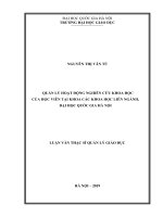Luận văn Thạc sĩ Khoa học giáo dục: Quản lý hoạt động nghiên cứu khoa học của học viên tại khoa các khoa học liên ngành, Đại học Quốc gia Hà Nội