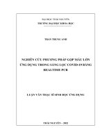 Luận văn thạc sĩ nghiên cứu phương pháp gộp mẫu lớn ứng dụng trong sàng lọc covid 19 bằng realtime pcr
