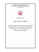 Thanh toán không dùng tiền mặt tại chi nhánh ngân hàng đầu tư và phát triển tỉnh phú thọ, ngân hàng đầu tư và phát triển việt nam