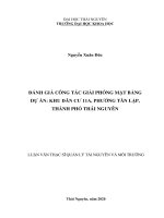 Đánh giá công tác giải phóng mặt bằng dự án khu dân cư 11a, phường tân lập, thành phố thái nguyên