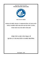 Đánh giá hiện trạng và định hướng sử dụng đất nông nghiệp trên đại bàn huyện phú lương, tỉnh thái nguyên đến năm 2030 (tt)