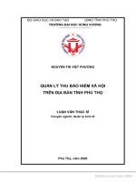 Quản lý thu bảo hiểm xã hội trên địa bàn tỉnh phú thọ