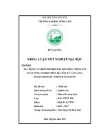 (Luận văn) tác động của biến đổi khí hậu ảnh hưởng đến sản xuất nông nghiệp tại địa bàn xã văn lăng, huyện đồng hỷ, tỉnh thái nguyên