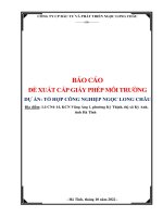 BÁO CÁO ĐỀ XUẤT CẤP GIẤY PHÉP MÔI TRƯỜNG DỰ ÁN: TỔ HỢP CÔNG NGHIỆP NGỌC LONG CHÂU