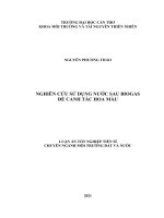 Luận án tiến sĩ ngành môi trường đất và nước nghiên cứu sử dụng nước sau biogas để canh tác hoa màu