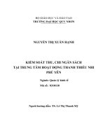 Kiểm soát thu, chi ngân sách tại trung tâm hoạt động thanh thiếu nhi phú yên