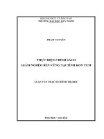 Thực hiện chính sách giảm nghèo bền vững ở tỉnh kon tum