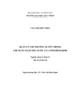 Quản lý chi thường xuyên trong chi ngân sách nhà nước của tỉnh bình định