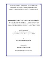 The use of concept checking questions in grammar teaching a case study of english teachers beliefs and practices ma