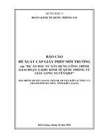Báo cáo đề xuất cấp Giấp phép môi trường của Dự án đầu tư xây dựng công trình (giai đoạn 3) Khu KTQP Tứ giác Long XuyênQK9