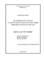 Khóa luận tốt nghiệp luật kinh doanh  quy định hạn mức giao đất và chuyển quyền sử dụng đất nông nghiệp theo pháp luật đất đai việt nam