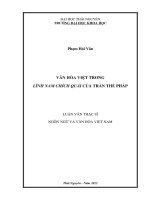 Luận văn thạc sỹ văn hóa việt trong lĩnh nam chích quái của trần thế pháp