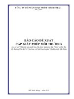 BÁO CÁO ĐỀ XUẤT CẤP GIẤY PHÉP MÔI TRƯỜNG của cơ sở “Nhà máy sản xuất bào chế dược phẩm tại Bắc Ninh” tại Lô đất N2, đường TS6, KCN Tiên Sơn, xã Nội Duệ, huyện Tiên Du, tỉnh Bắc Ninh