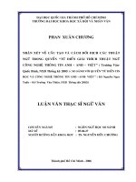 Nhận xét về cấu tạo và cách đối dịch các thuật ngữ trong quyển từ điển giải thích thuật ngữ công nghệ thông tin anh   anh   việt (trương văn quốc bình, nxb  thống kê 2005) (