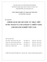 Chính sách thu hút đầu tư trực tiếp nước ngoài của myanmar và triển vọng cho doanh nghiệp việt nam công trình nghiên cứu khoa học sinh viên cấp trường