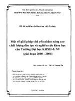 Một số giải pháp chủ yếu nhằm nâng cao chất lượng đào tạo và nghiên cứu khoa học của trường đại học khxh nv đề tài nghiên cứu khoa học cấp trường