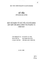 Một số nhân tố chủ yếu có khả năng gây mất ổn định chính trị ở nước ta hiện nay kỷ yếu đề tài khoa học cấp bộ