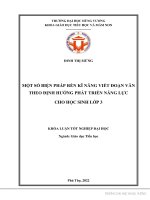 Khóa luận tốt nghiệp một số biện pháp rèn kĩ năng viết đoạn văn theo định hướng phát triển năng lực cho học sinh lớp 3