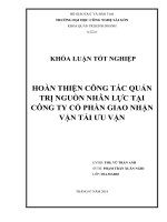 Luận văn hoàn thiệncông tác quản trịnguồn nhân lực tại công ty cổphần giao nhận vận tải ưu vận