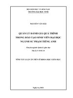 Quan ly danh gia qua trinh trong dao tao sinh vien dai hoc nganh su pham tieng anh tom tat luan an tieng viet  6635