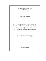 Luận văn Thạc sĩ Luật học: Hoàn thiện pháp luật Việt Nam về các thể loại chế tài đối với vi phạm hợp đồng thương mại