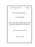 Luận văn Thạc sĩ Quản lý công: Quản lý nhà nước về phát triển du lịch cộng đồng trên địa bàn tỉnh Đắk Lắk