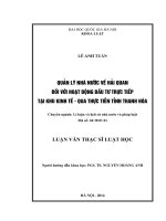 Luận văn Thạc sĩ Luật học: Quản lý nhà nước về hải quan đối với hoạt động đầu tư trực tiếp tại khu kinh tế - qua thực tiễn tỉnh Thanh Hóa