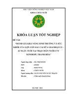 Đánh giá khả năng sinh trưởng và sức khỏe của lợn con sau cai sữa giai đoạn 21   42 ngày tuổi tại trại chăn nuôi công ty newhope thanh hóa