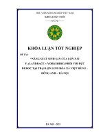 Năng suất sinh sản của lợn nái f1 (landrace x yorkshire) phối với đực duroc tại trại lợn linh hòa xã việt hùng đông anh hà nội