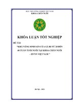 Khả năng sinh sản của gà ri từ 20 đến 40 tuần tuổi nuôi tại khoa chăn nuôi học viện nông nghiệp việt nam